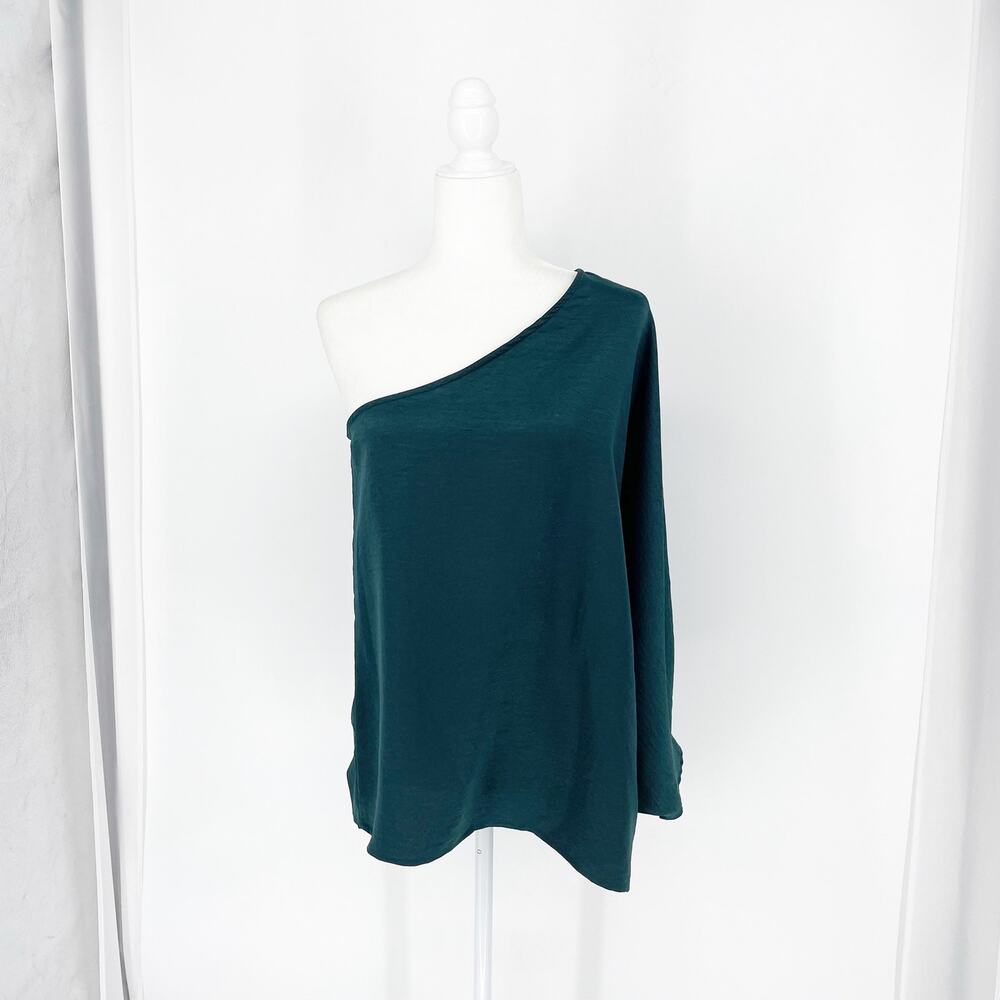 Entro One Shoulder Silky Green Top Size Large